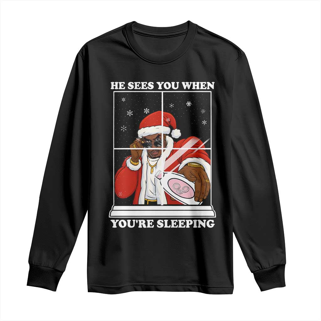 Funny Christmas Diddy Long Sleeve Shirt He Sees You When Youre Sleeping Dirty Ugly Xmas - Wonder Print Shop