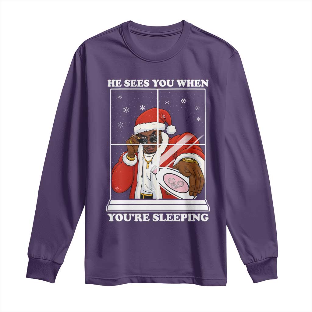 Funny Christmas Diddy Long Sleeve Shirt He Sees You When Youre Sleeping Dirty Ugly Xmas - Wonder Print Shop
