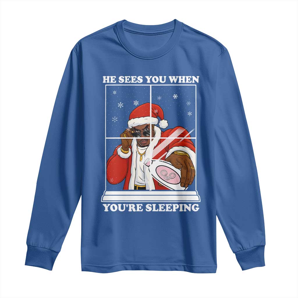 Funny Christmas Diddy Long Sleeve Shirt He Sees You When Youre Sleeping Dirty Ugly Xmas - Wonder Print Shop