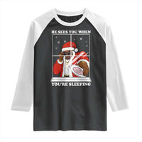 Funny Christmas Diddy Raglan Shirt He Sees You When Youre Sleeping Dirty Ugly Xmas - Wonder Print Shop