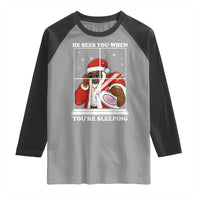 Funny Christmas Diddy Raglan Shirt He Sees You When Youre Sleeping Dirty Ugly Xmas - Wonder Print Shop