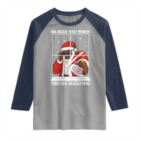 Funny Christmas Diddy Raglan Shirt He Sees You When Youre Sleeping Dirty Ugly Xmas - Wonder Print Shop
