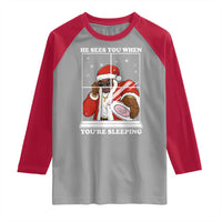 Funny Christmas Diddy Raglan Shirt He Sees You When Youre Sleeping Dirty Ugly Xmas - Wonder Print Shop