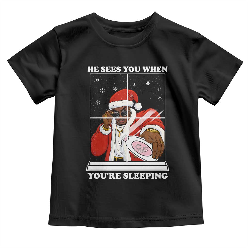 Funny Christmas Diddy Toddler T Shirt He Sees You When Youre Sleeping Dirty Ugly Xmas - Wonder Print Shop