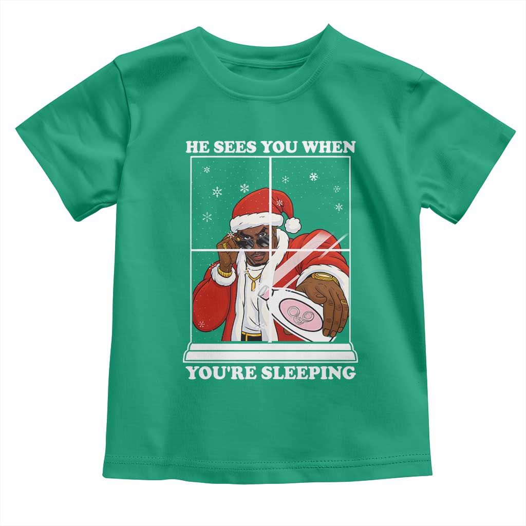 Funny Christmas Diddy Toddler T Shirt He Sees You When Youre Sleeping Dirty Ugly Xmas - Wonder Print Shop