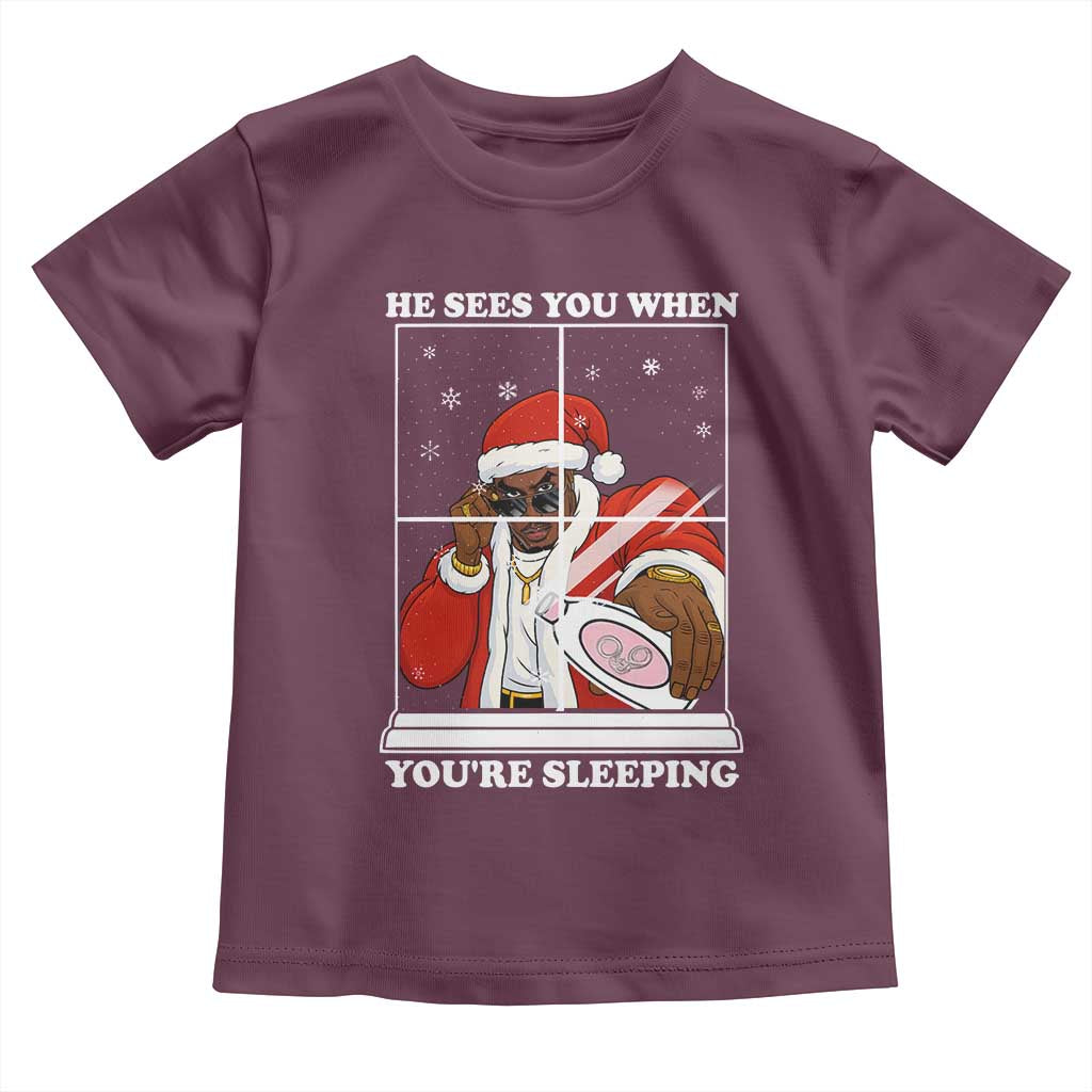 Funny Christmas Diddy Toddler T Shirt He Sees You When Youre Sleeping Dirty Ugly Xmas - Wonder Print Shop