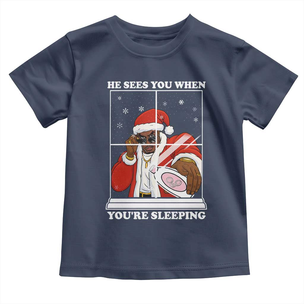 Funny Christmas Diddy Toddler T Shirt He Sees You When Youre Sleeping Dirty Ugly Xmas - Wonder Print Shop