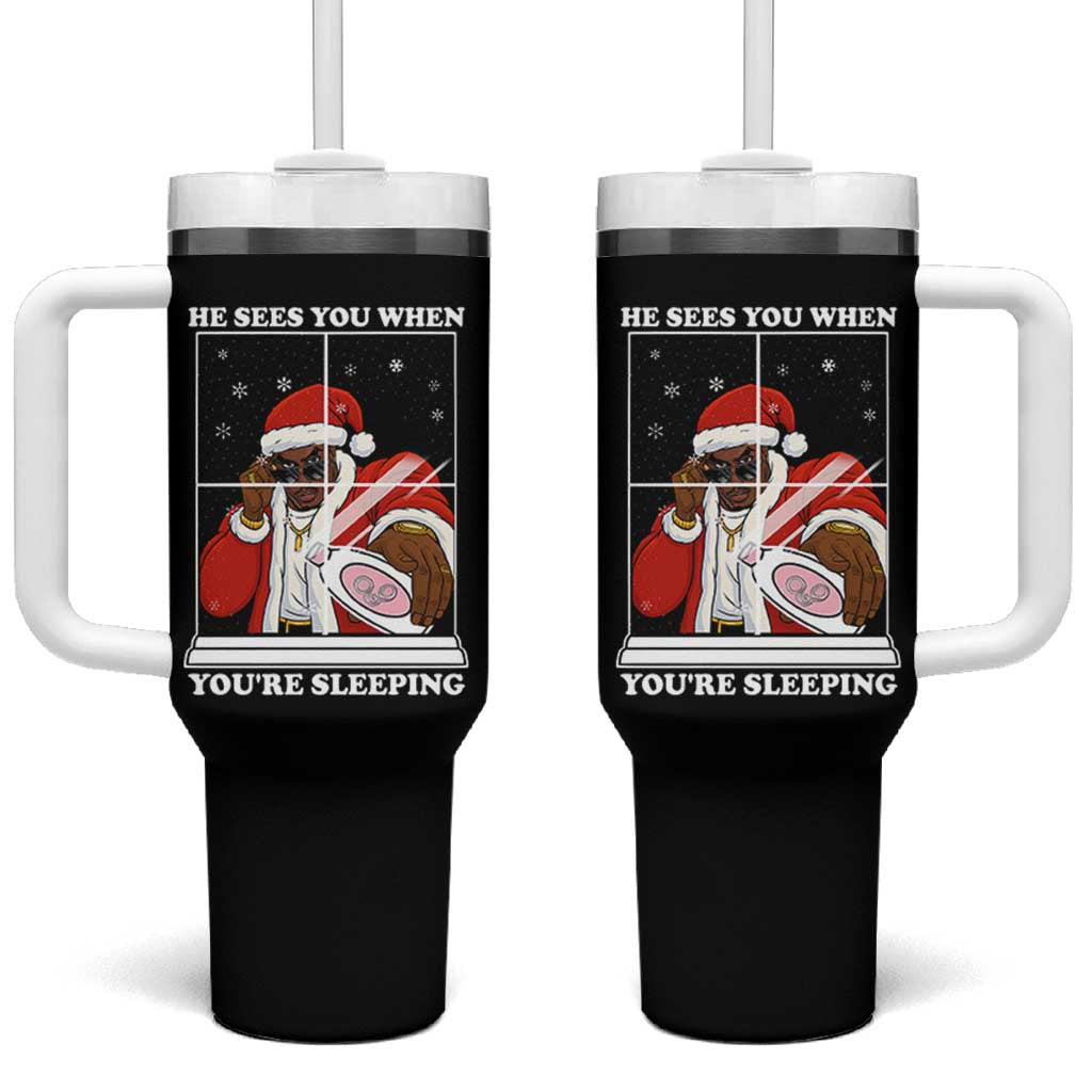 Funny Christmas Diddy Tumbler With Handle He Sees You When Youre Sleeping Dirty Ugly Xmas - Wonder Print Shop