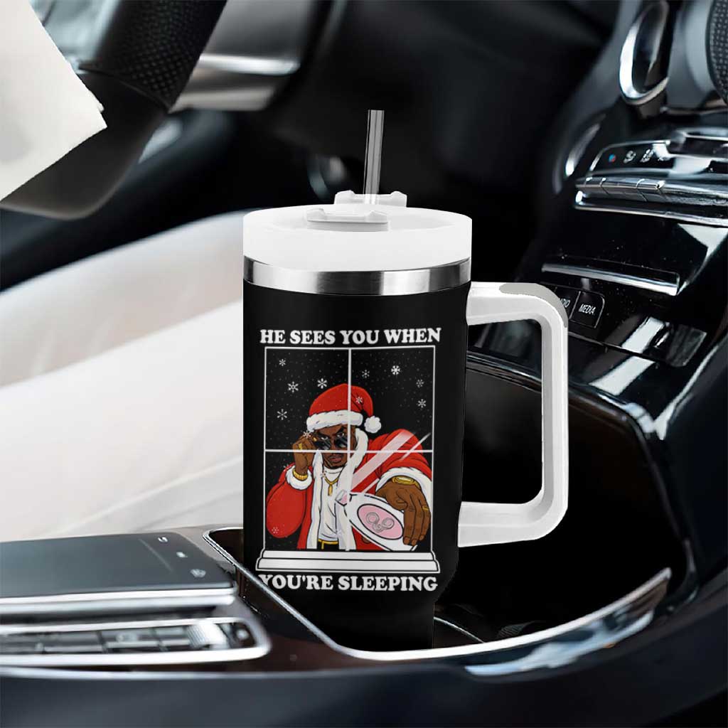 Funny Christmas Diddy Tumbler With Handle He Sees You When Youre Sleeping Dirty Ugly Xmas - Wonder Print Shop