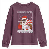 Funny Christmas Diddy Youth Sweatshirt He Sees You When Youre Sleeping Dirty Ugly Xmas - Wonder Print Shop