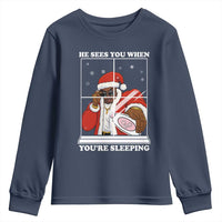 Funny Christmas Diddy Youth Sweatshirt He Sees You When Youre Sleeping Dirty Ugly Xmas - Wonder Print Shop