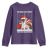 Funny Christmas Diddy Youth Sweatshirt He Sees You When Youre Sleeping Dirty Ugly Xmas - Wonder Print Shop