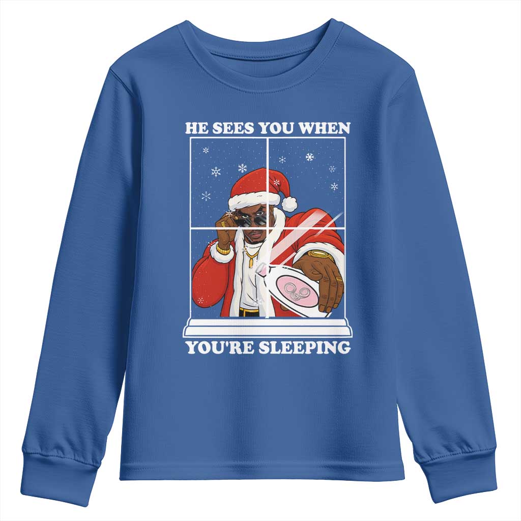 Funny Christmas Diddy Youth Sweatshirt He Sees You When Youre Sleeping Dirty Ugly Xmas - Wonder Print Shop