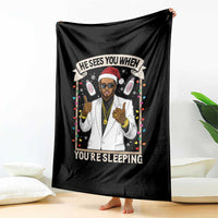 Funny Christmas Diddy Throw Blanket He Sees You When Youre Sleeping Dirty Xmas Lights - Wonder Print Shop