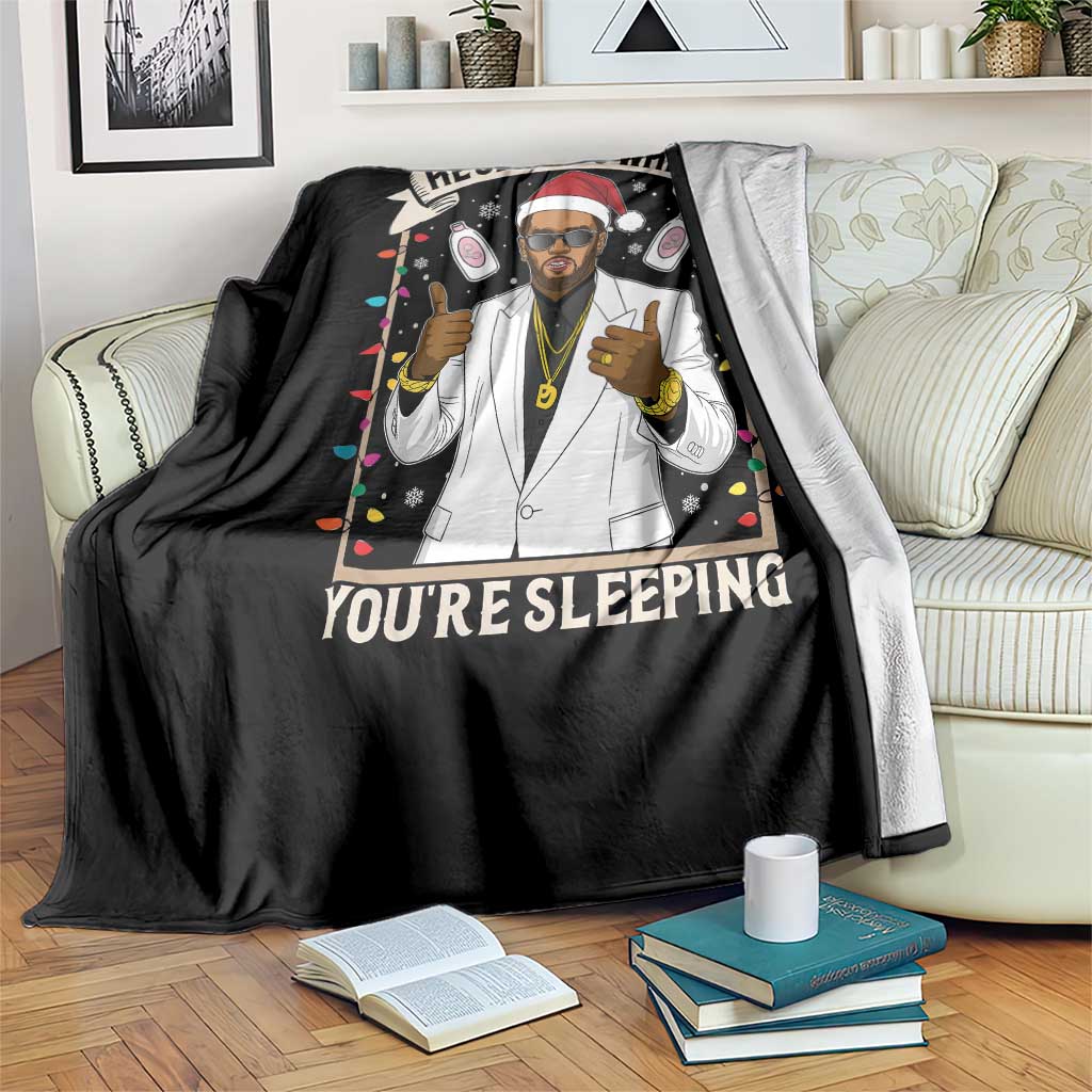 Funny Christmas Diddy Throw Blanket He Sees You When Youre Sleeping Dirty Xmas Lights - Wonder Print Shop