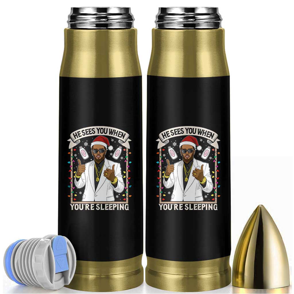Funny Christmas Diddy Bullet Tumbler He Sees You When Youre Sleeping Dirty Xmas Lights - Wonder Print Shop