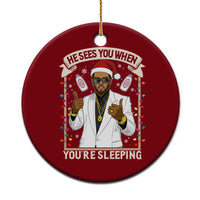 Funny Christmas Diddy Ceramic Ornament He Sees You When Youre Sleeping Dirty Xmas Lights - Wonder Print Shop