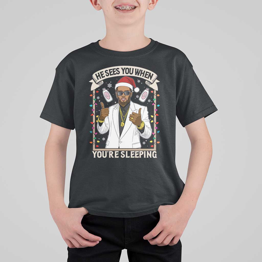 Funny Christmas Diddy T Shirt For Kid He Sees You When Youre Sleeping Dirty Xmas Lights - Wonder Print Shop