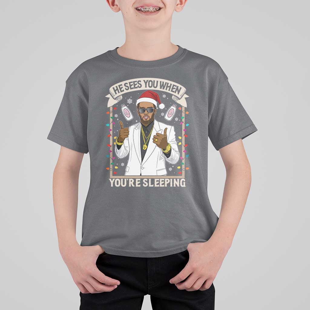 Funny Christmas Diddy T Shirt For Kid He Sees You When Youre Sleeping Dirty Xmas Lights - Wonder Print Shop