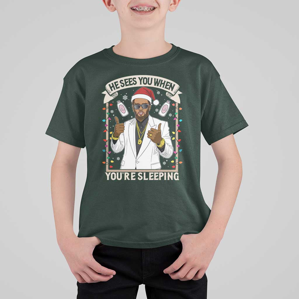 Funny Christmas Diddy T Shirt For Kid He Sees You When Youre Sleeping Dirty Xmas Lights - Wonder Print Shop