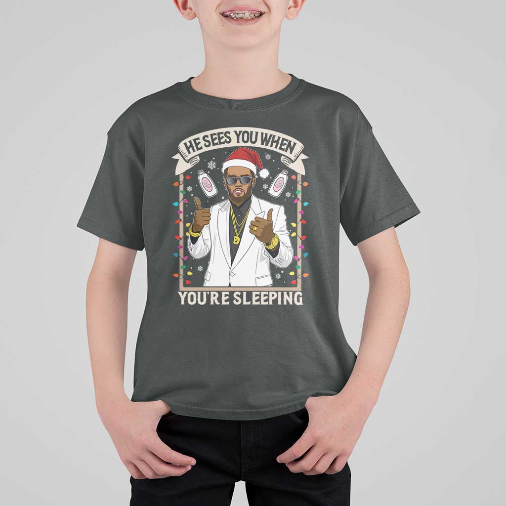 Funny Christmas Diddy T Shirt For Kid He Sees You When Youre Sleeping Dirty Xmas Lights - Wonder Print Shop