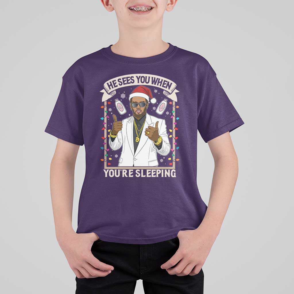Funny Christmas Diddy T Shirt For Kid He Sees You When Youre Sleeping Dirty Xmas Lights - Wonder Print Shop