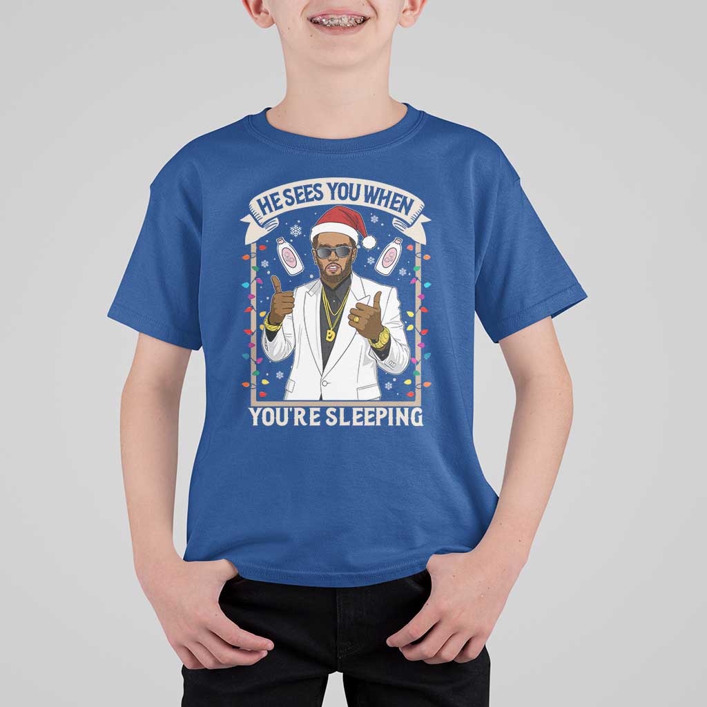 Funny Christmas Diddy T Shirt For Kid He Sees You When Youre Sleeping Dirty Xmas Lights - Wonder Print Shop