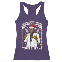 Funny Christmas Diddy Racerback Tank Top He Sees You When Youre Sleeping Dirty Xmas Lights - Wonder Print Shop