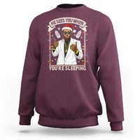 Funny Christmas Diddy Sweatshirt He Sees You When Youre Sleeping Dirty Xmas Lights - Wonder Print Shop