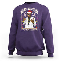 Funny Christmas Diddy Sweatshirt He Sees You When Youre Sleeping Dirty Xmas Lights - Wonder Print Shop
