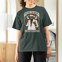 Funny Christmas Diddy T Shirt For Women He Sees You When Youre Sleeping Dirty Xmas Lights - Wonder Print Shop