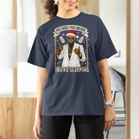 Funny Christmas Diddy T Shirt For Women He Sees You When Youre Sleeping Dirty Xmas Lights - Wonder Print Shop