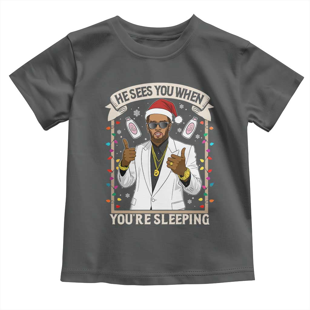 Funny Christmas Diddy Toddler T Shirt He Sees You When Youre Sleeping Dirty Xmas Lights - Wonder Print Shop