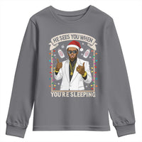 Funny Christmas Diddy Youth Sweatshirt He Sees You When Youre Sleeping Dirty Xmas Lights - Wonder Print Shop