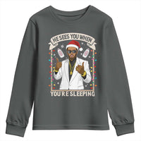Funny Christmas Diddy Youth Sweatshirt He Sees You When Youre Sleeping Dirty Xmas Lights - Wonder Print Shop