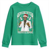 Funny Christmas Diddy Youth Sweatshirt He Sees You When Youre Sleeping Dirty Xmas Lights - Wonder Print Shop