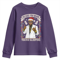 Funny Christmas Diddy Youth Sweatshirt He Sees You When Youre Sleeping Dirty Xmas Lights - Wonder Print Shop