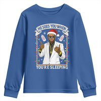 Funny Christmas Diddy Youth Sweatshirt He Sees You When Youre Sleeping Dirty Xmas Lights - Wonder Print Shop