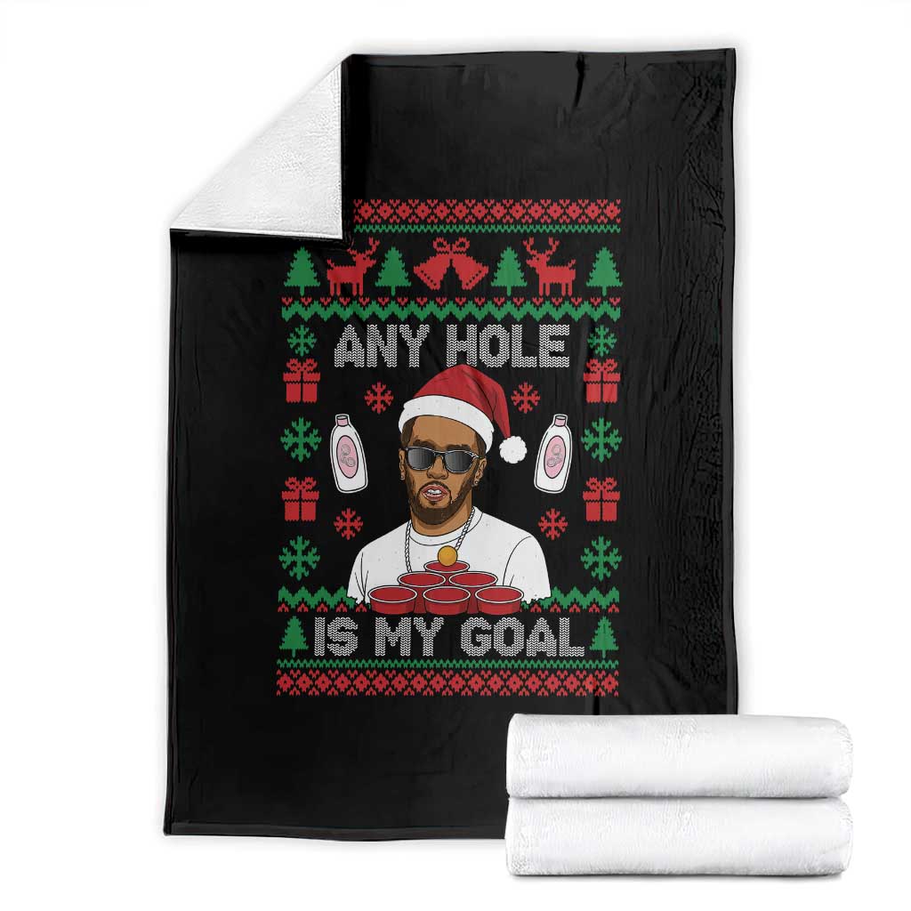 Funny Christmas Diddy Throw Blanket Embarrassing Any Hole is My Goal Dirty Ugly Xmas - Wonder Print Shop