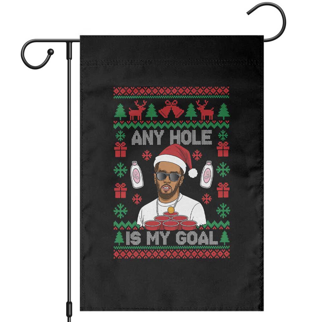 Funny Christmas Diddy Garden Flag Embarrassing Any Hole is My Goal Dirty Ugly Xmas - Wonder Print Shop