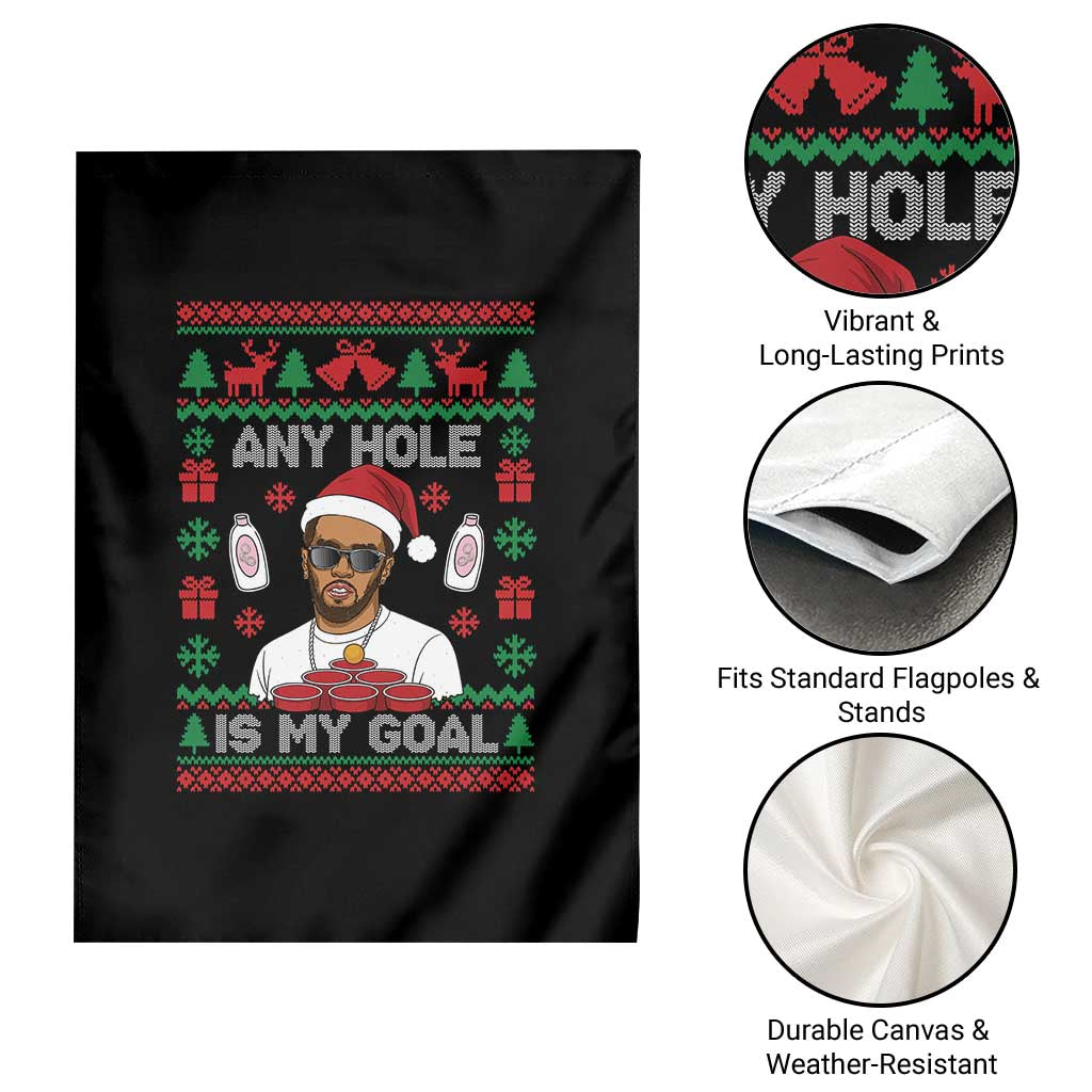 Funny Christmas Diddy Garden Flag Embarrassing Any Hole is My Goal Dirty Ugly Xmas - Wonder Print Shop