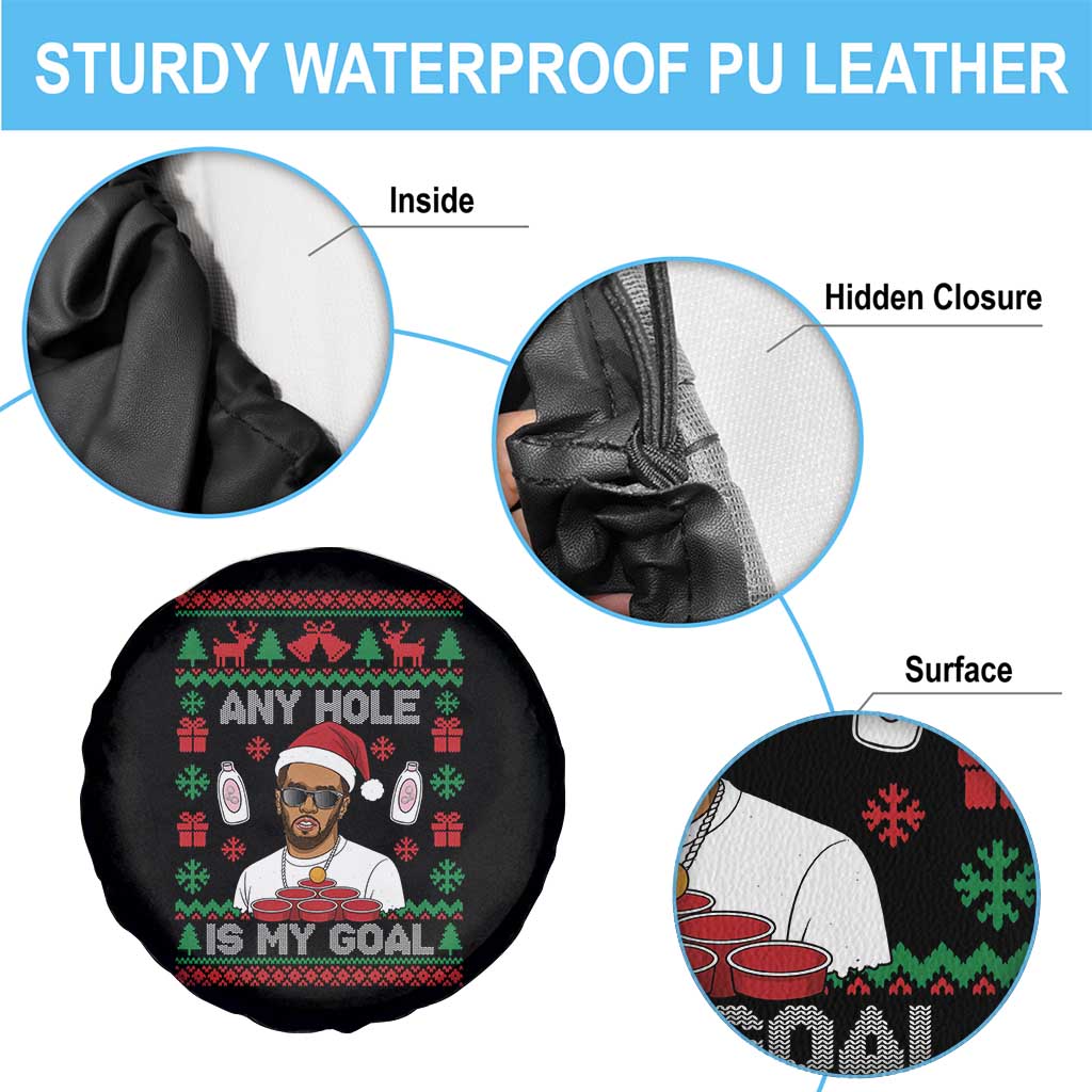 Funny Christmas Diddy Spare Tire Cover Embarrassing Any Hole is My Goal Dirty Ugly Xmas - Wonder Print Shop