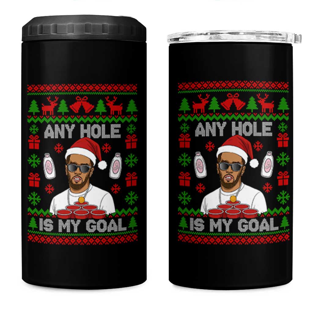 Funny Christmas Diddy 4 in 1 Can Cooler Tumbler Embarrassing Any Hole is My Goal Dirty Ugly Xmas - Wonder Print Shop