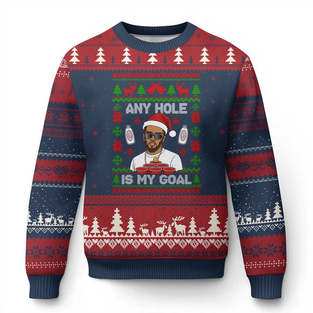 Funny Xmas Diddy Ugly Christmas Sweater Embarrassing Any Hole is My Goal Dirty Ugly Xmas - Wonder Print Shop
