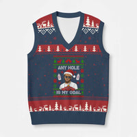 Funny Xmas Diddy V-Neck Knit Sweater Vest Embarrassing Any Hole is My Goal Dirty Ugly Xmas - Wonder Print Shop