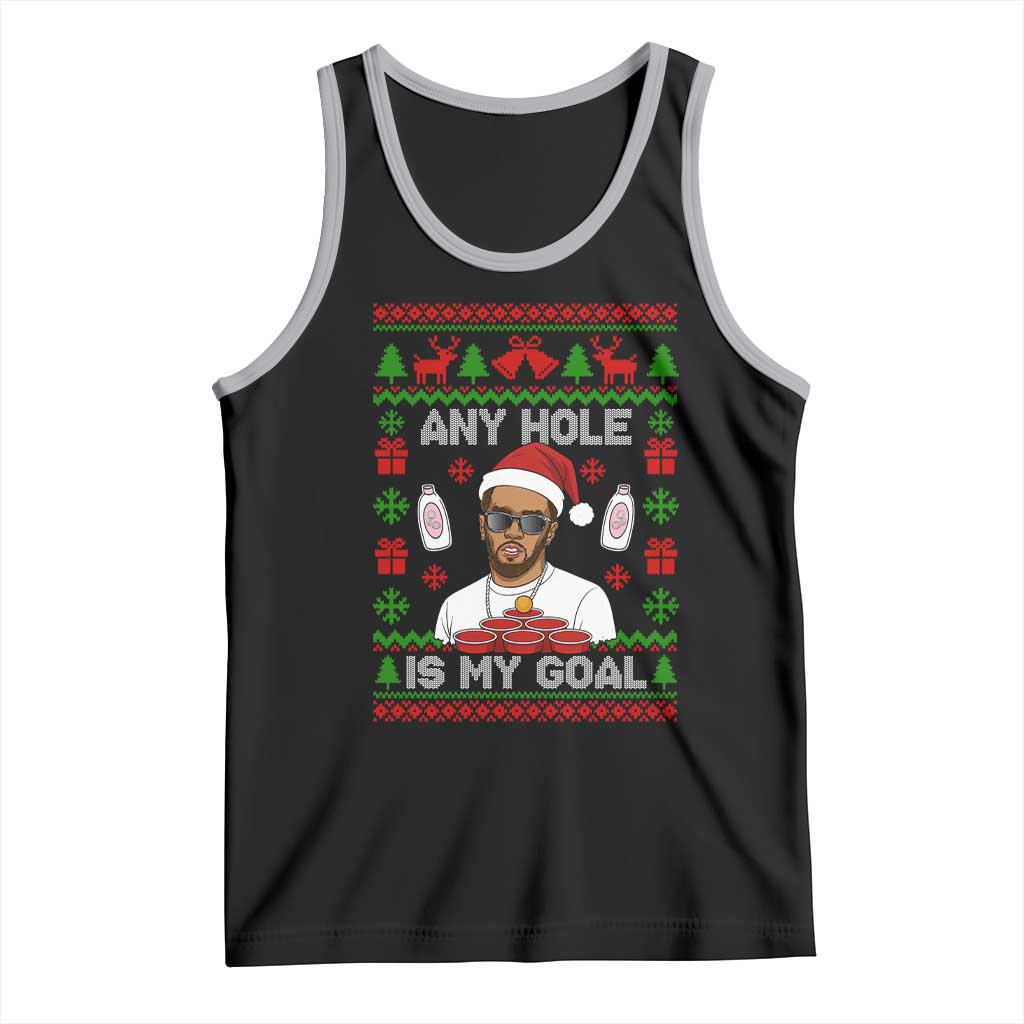 Funny Christmas Diddy Tank Top Embarrassing Any Hole is My Goal Dirty Ugly Xmas - Wonder Print Shop