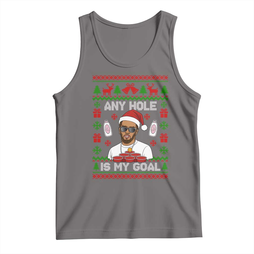 Funny Christmas Diddy Tank Top Embarrassing Any Hole is My Goal Dirty Ugly Xmas - Wonder Print Shop