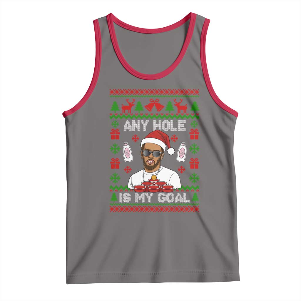 Funny Christmas Diddy Tank Top Embarrassing Any Hole is My Goal Dirty Ugly Xmas - Wonder Print Shop