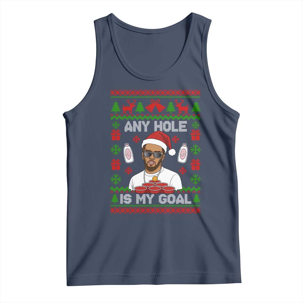 Funny Christmas Diddy Tank Top Embarrassing Any Hole is My Goal Dirty Ugly Xmas - Wonder Print Shop