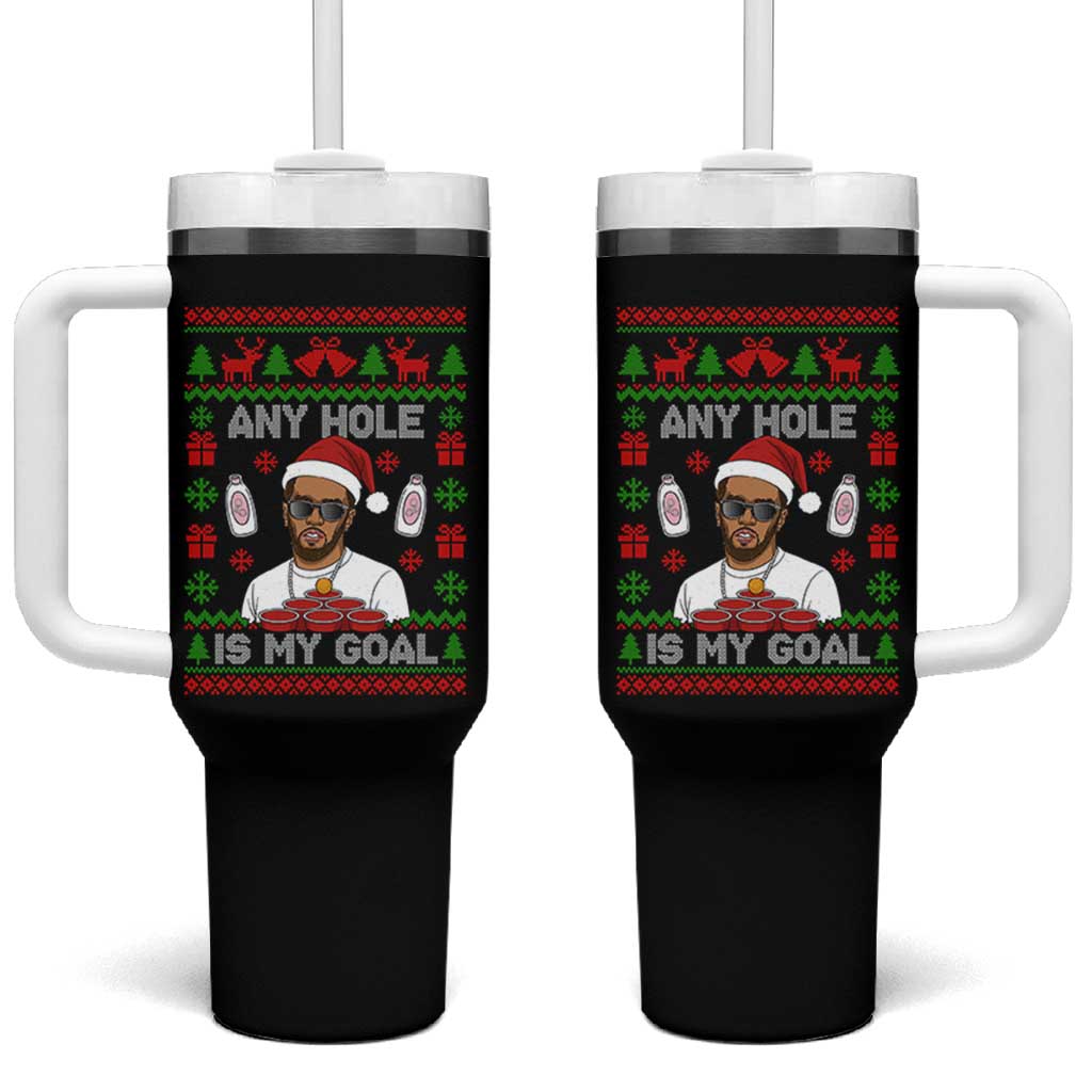 Funny Christmas Diddy Tumbler With Handle Embarrassing Any Hole is My Goal Dirty Ugly Xmas - Wonder Print Shop
